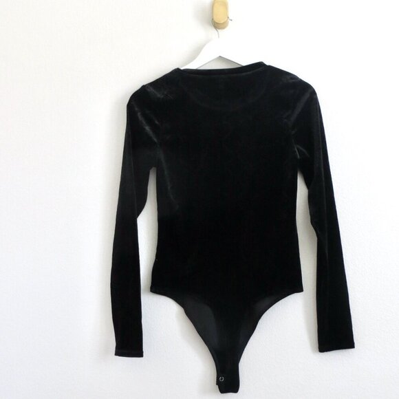 NEW! Good American Snake Print Burnout Velour Bodysuit Long Sleeves Black SZ L - Picture 12 of 15